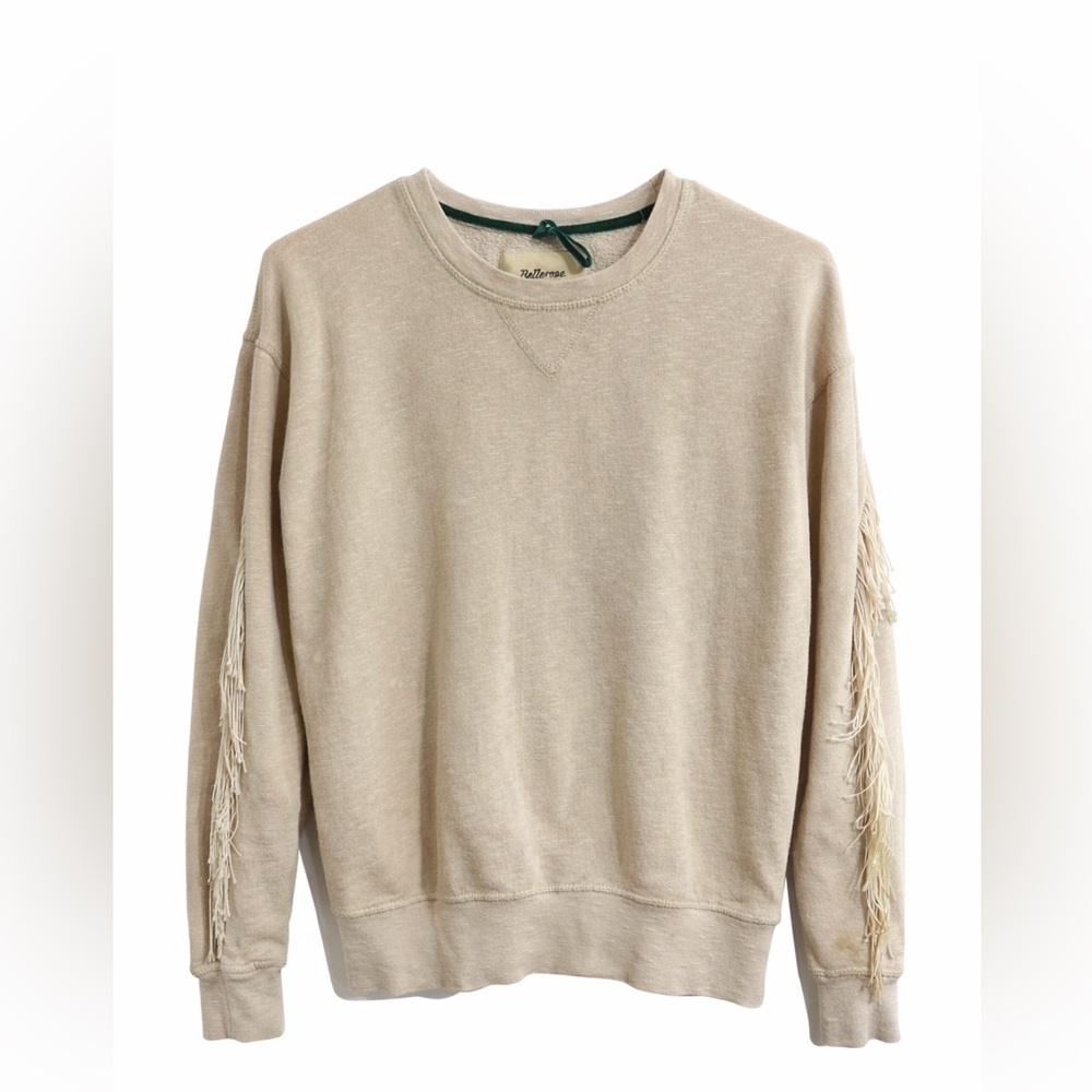Bellerose Fringe Sleeve Oatmeal Crewneck Sweatshirt Size 0